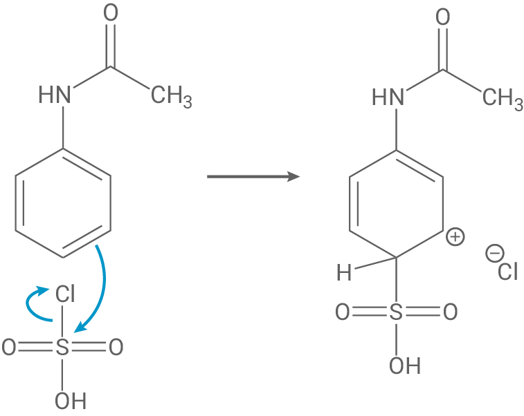 Reaktionsschema mit chemischen Verbindungen und Reaktionspfeilen, die einen Umwandlungsprozess darstellen.